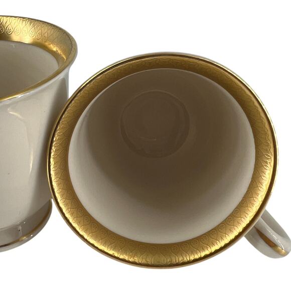 American Manor Shenango Templar Ivory Gold Rim Demitasse Teacups Elegant Vintage - Picture 8 of 15